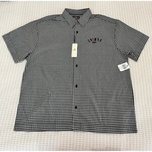 SAINTS STUDIO  Black & White Gingham Button Up Short‎ Sleeve Shirt Men's 2XL NWT